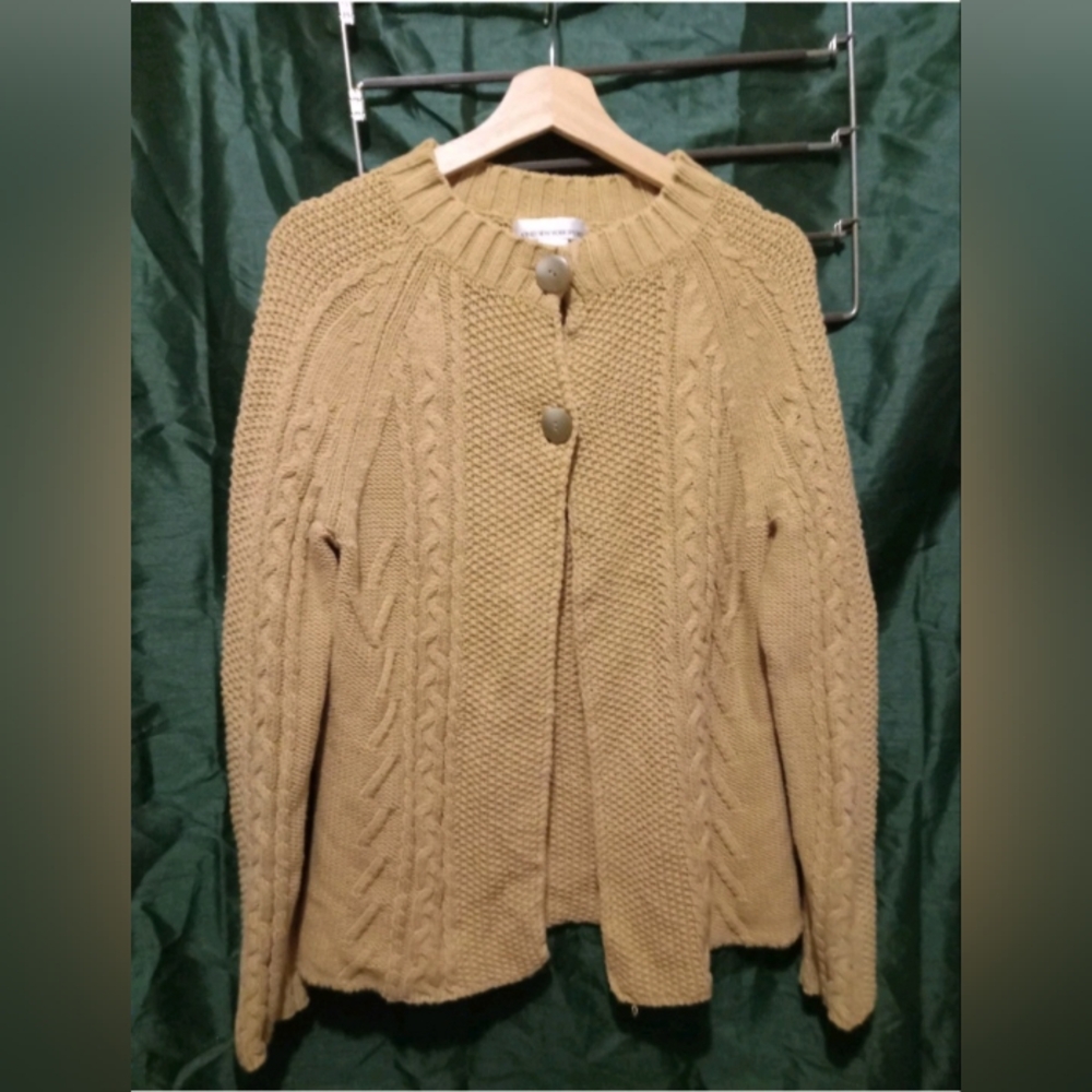 Jones New York Sport Cable Knit Cardigan - Tan